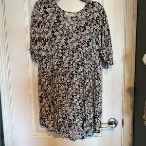 Natural Life Pastel Floral V-Neck Shirt Dress with pockets